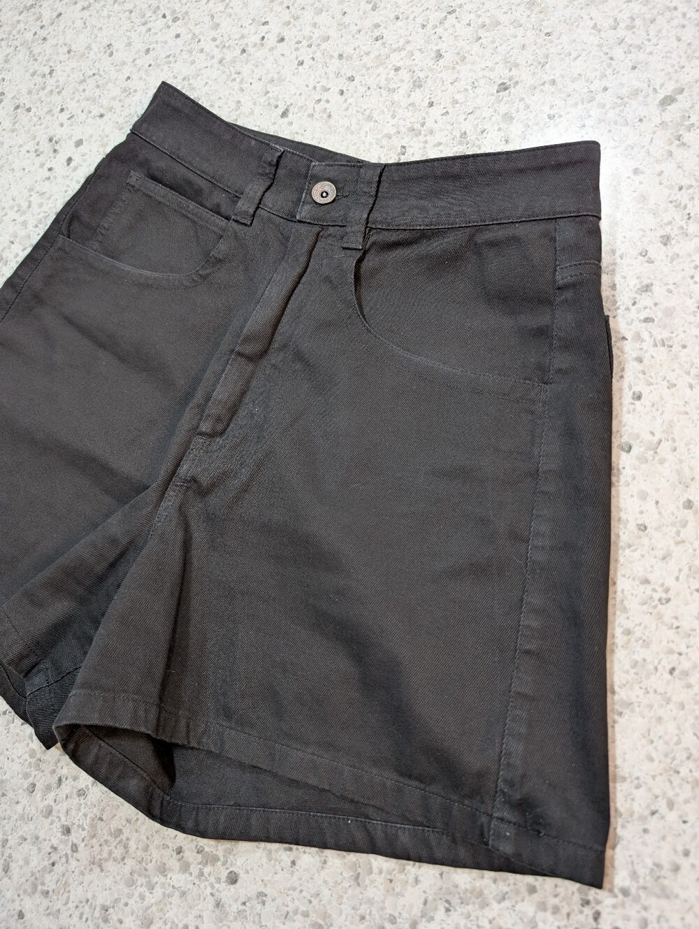 Barena Venezia Wide Leg Shorts Medium High Waist Black Cotton Jean Short Luxury